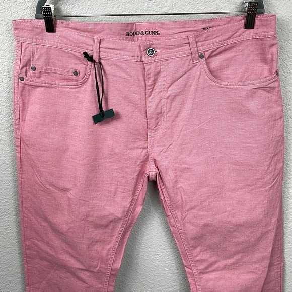 New Rodd & Gunn Straight Fit Jean Pants Coral Red Lived In Washed Sz 38 - Picture 5 of 15